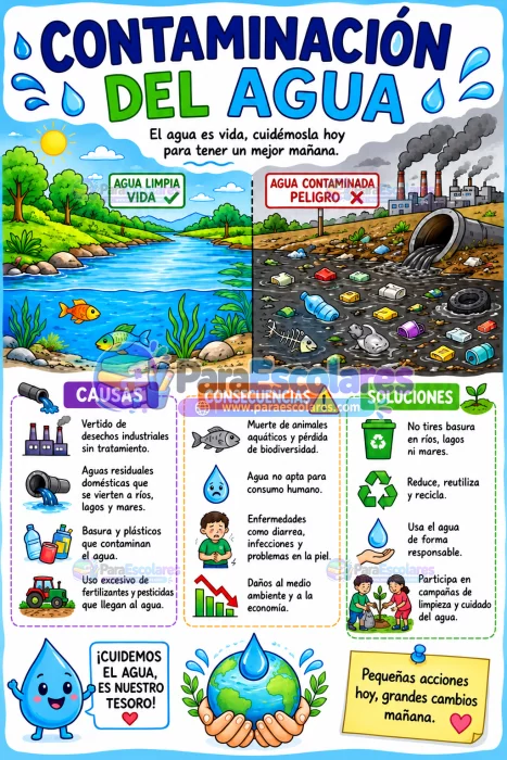 Póster De La Contaminación Del Agua Causas Y Soluciones